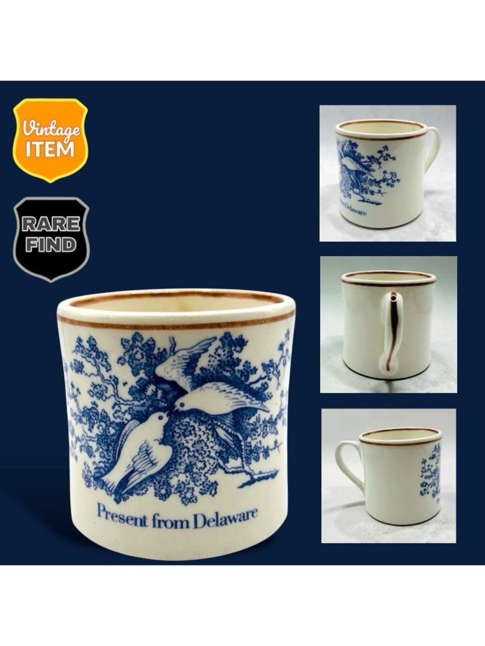 Vintage Mottahedeh for Winterthur Museum Repro Present from Delaware Childs Mug.
